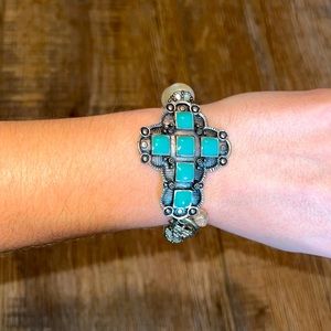Turquoise Cross with Pearls